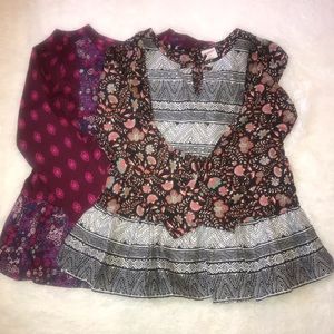 2 NWT Arizona jeans pink black boho tops L6